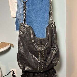 Vintage Leather Michael Kors Crossbody bag. Black leather with gorgeous patina.